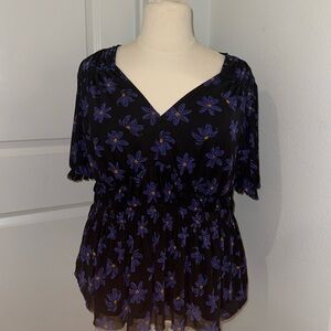 Floral Black and Purple Women's Top